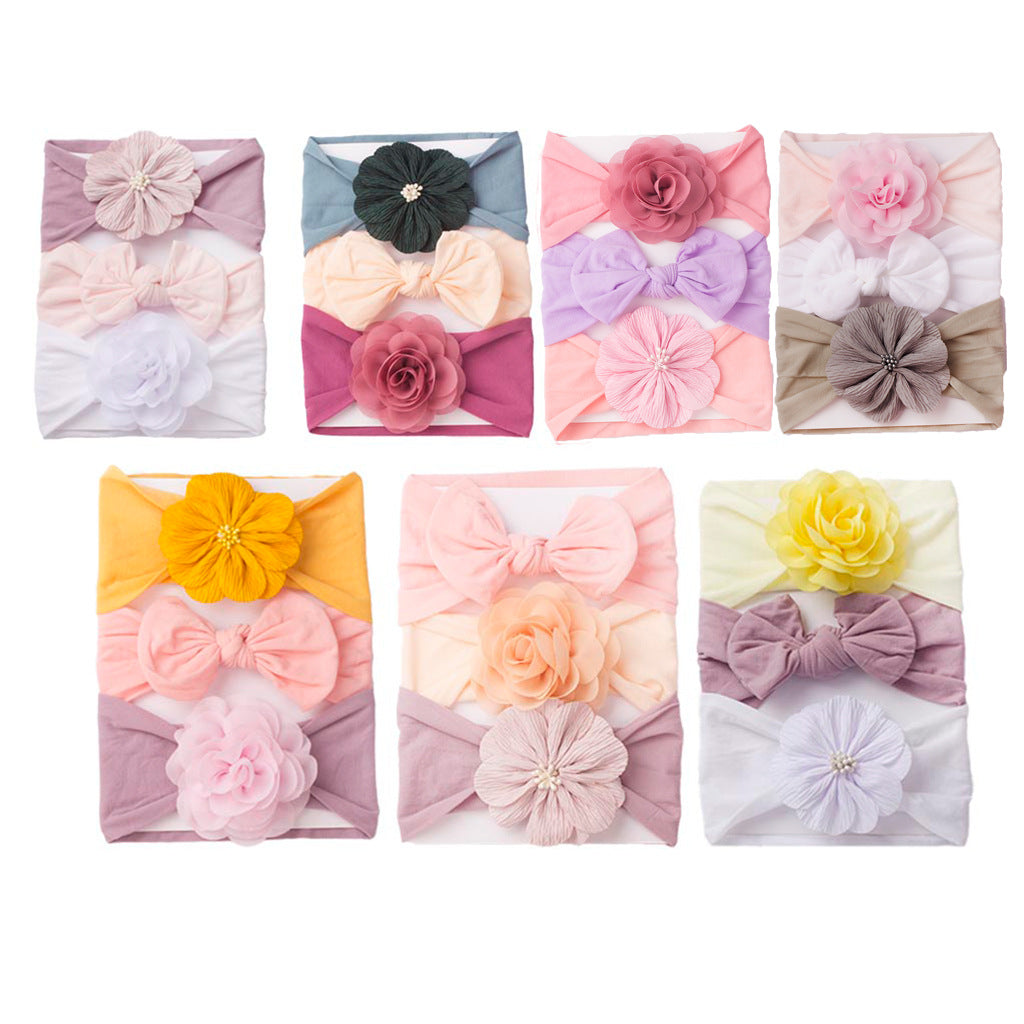3pc Cute Baby Bow Flower Hair Band Kids