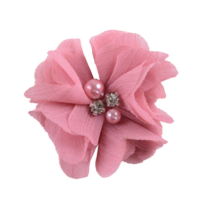 5.5 Pearl Crystal Fabric Flower DIY Kids Hair Clip Accessory 26