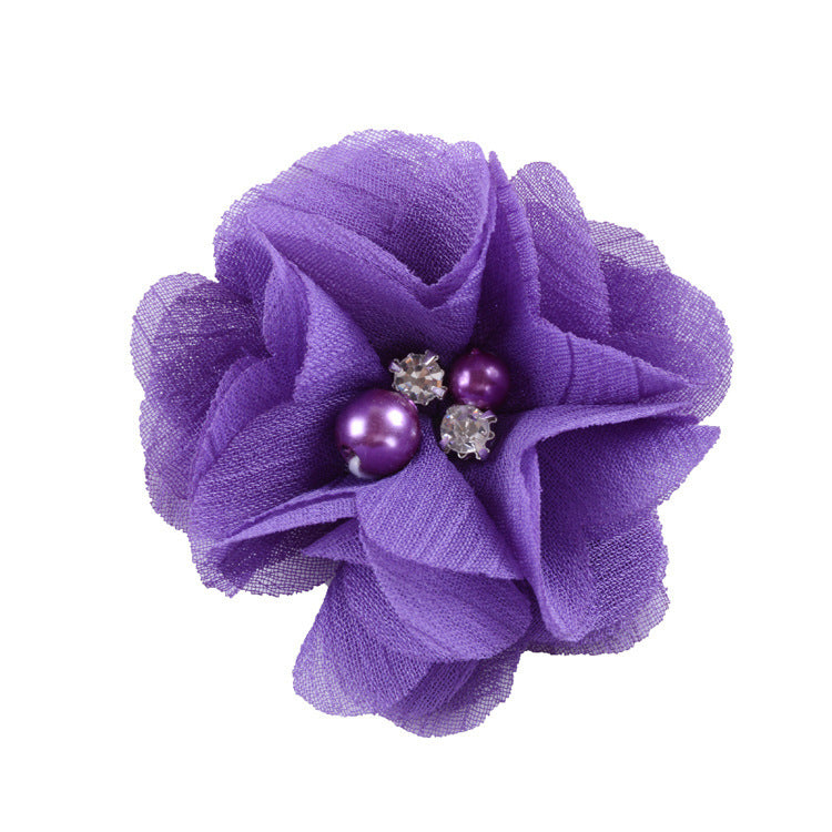 5.5 Pearl Crystal Fabric Flower DIY Kids Hair Clip Accessory 26