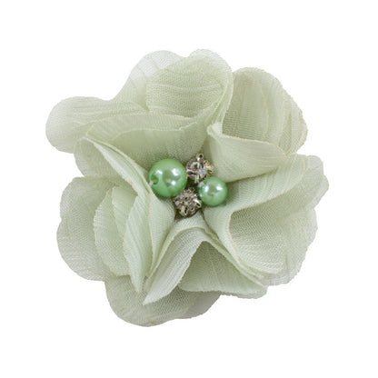 5.5 Pearl Crystal Fabric Flower DIY Kids Hair Clip Accessory 26