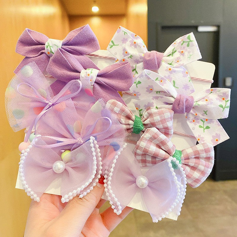 Kids Elastic Band Hair Tie Fabric Flower Bow Gentle on Hair Cute Hair Tie Head Accessory