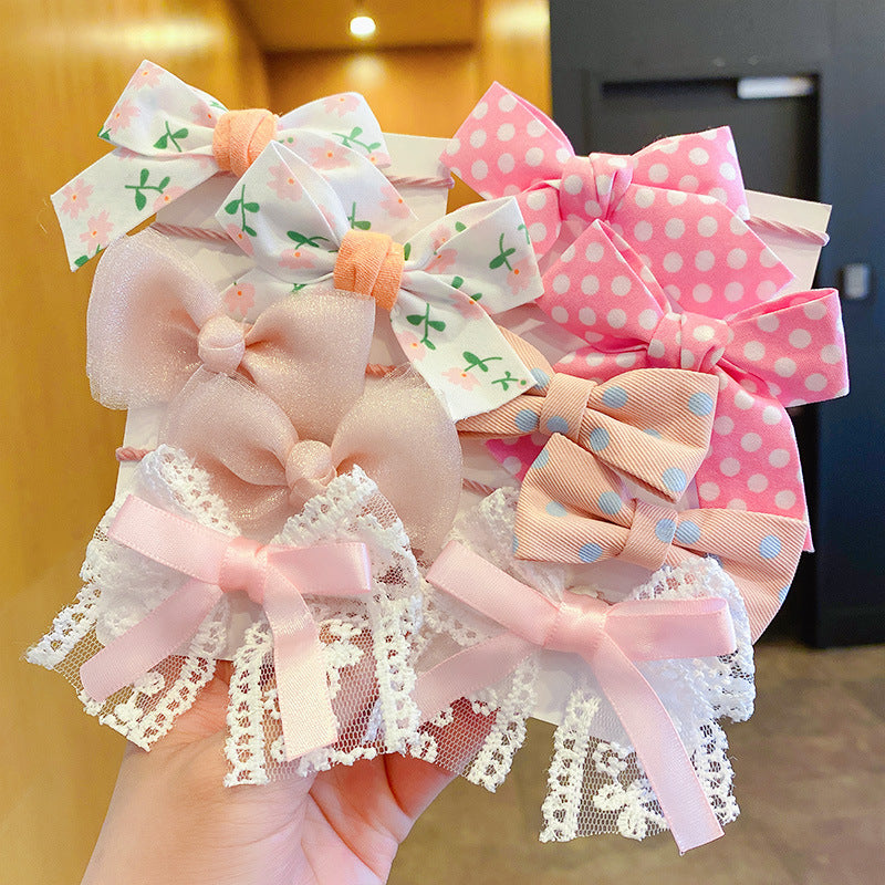 Kids Elastic Band Hair Tie Cute Bow Gentle on Hair Hair Tie Headband Girl Head Accessory