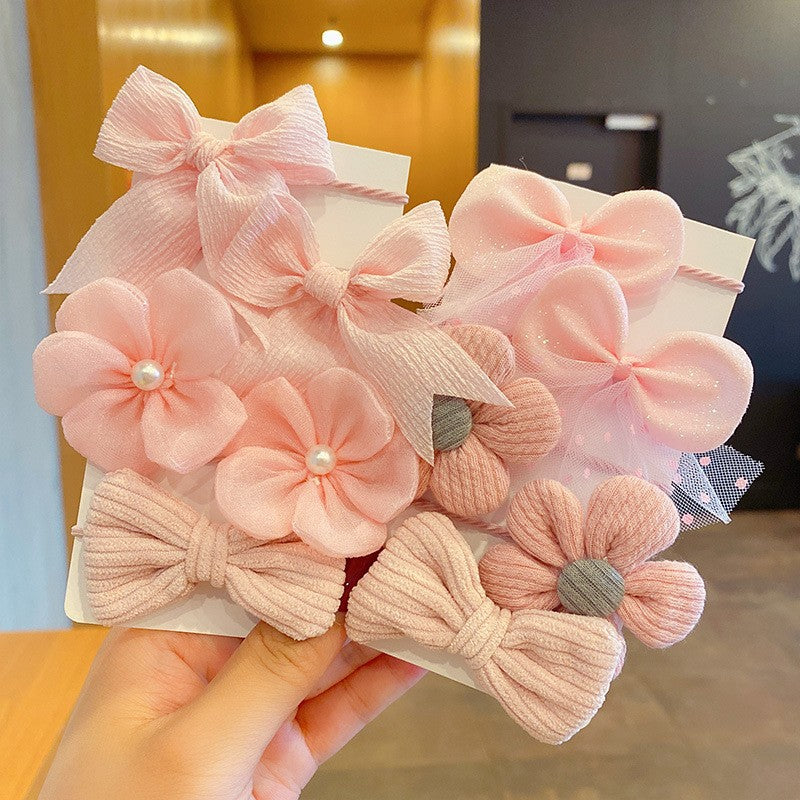 Kids Elastic Band Hair Tie Fabric Flower Bow Gentle on Hair Cute Hair Tie Head Accessory