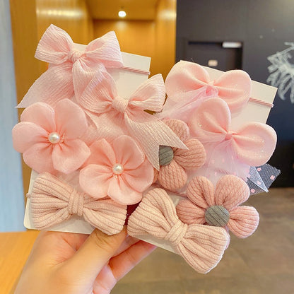 Kids Elastic Band Hair Tie Fabric Flower Bow Gentle on Hair Cute Hair Tie Head Accessory