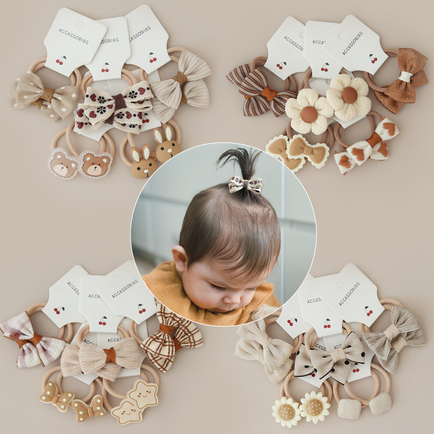 A158 Kids Head Accessory Bow Elastic Band Set 1