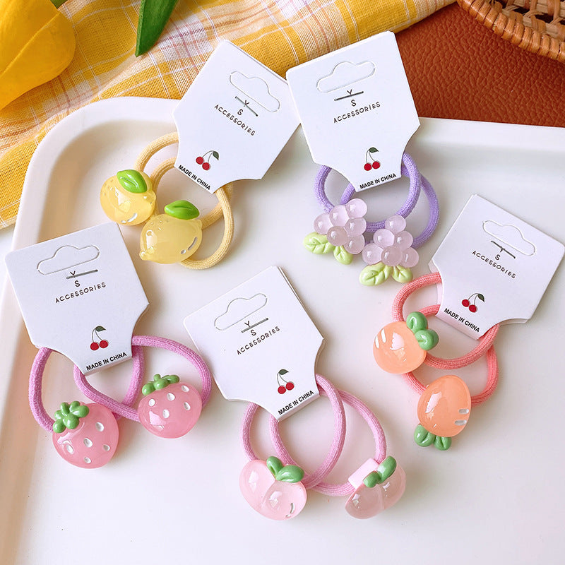 2 Cute Cartoon Transparent Hair Tie High Elasticity Hair Tie Kids Hair Accessory