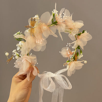 Kids Hair Accessory Girl Flower Pearl Head Accessory