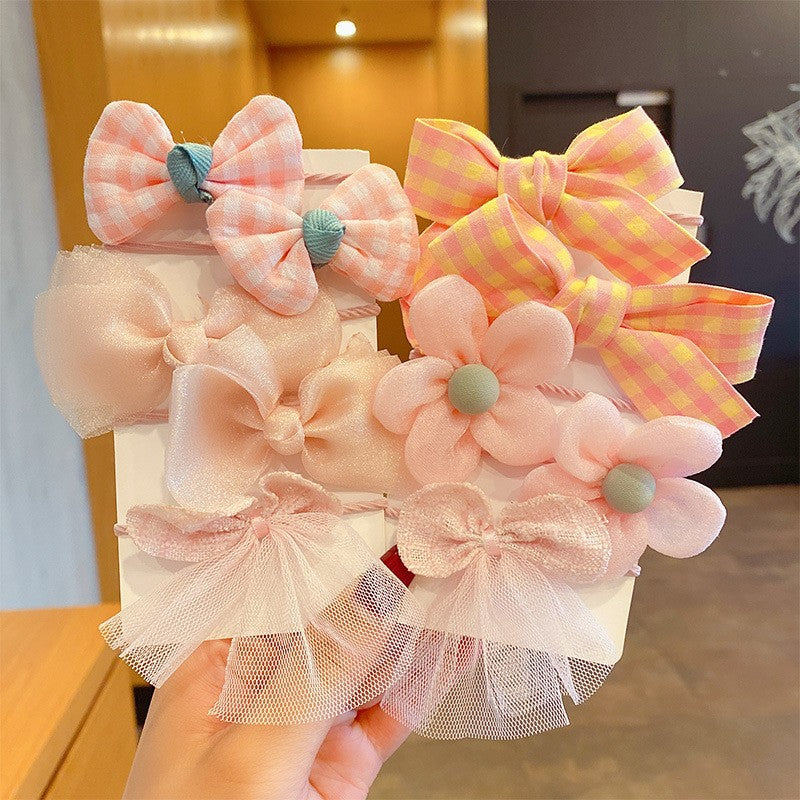 Kids Elastic Band Hair Tie Fabric Flower Bow Gentle on Hair Cute Hair Tie Head Accessory