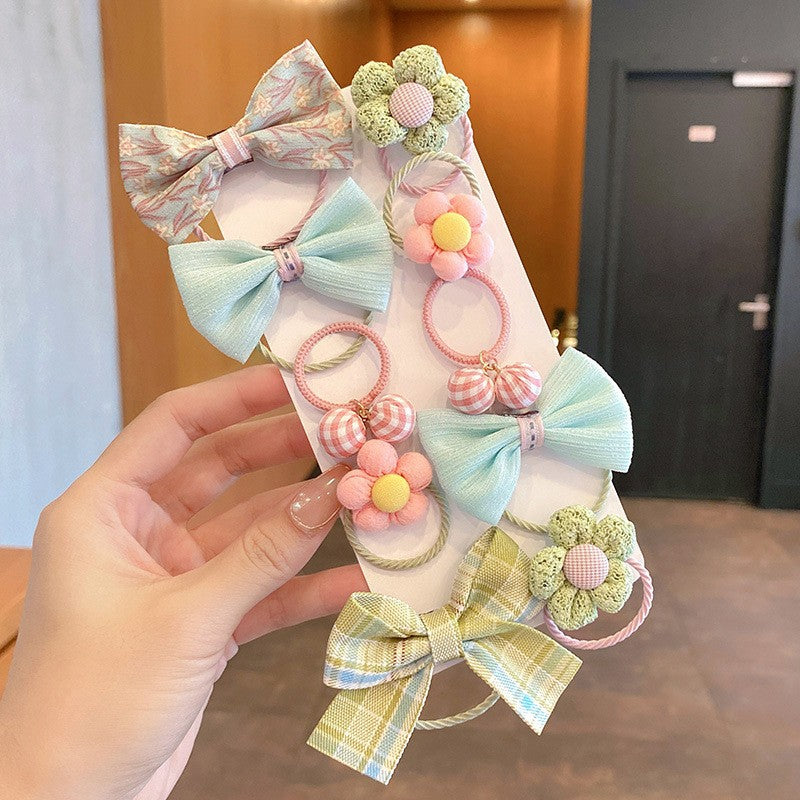 Kids Elastic Band Hair Tie Fabric Flower Bow Gentle on Hair Cute Hair Tie Head Accessory