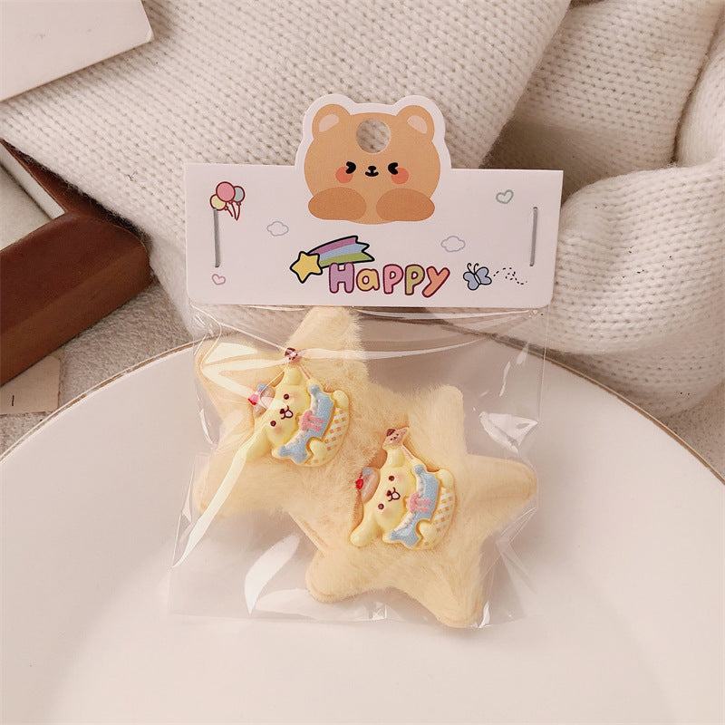 Cartoon Star Hair Clip Forehead Bangs Clip Cute Hairpin Kids Flyaway Hair