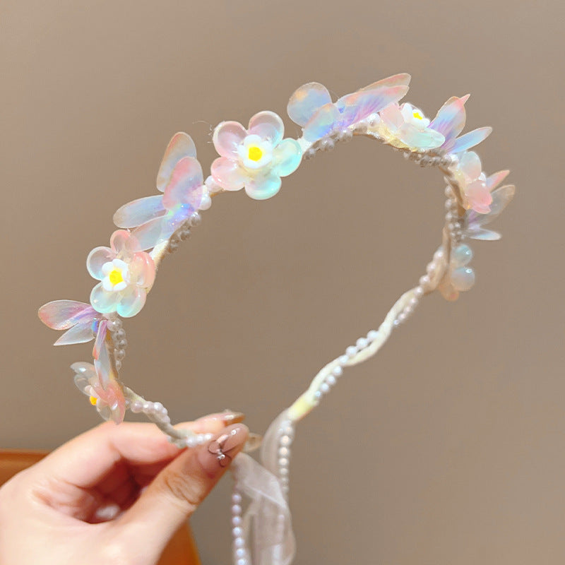 Kids Hair Accessory Girl Flower Pearl Head Accessory