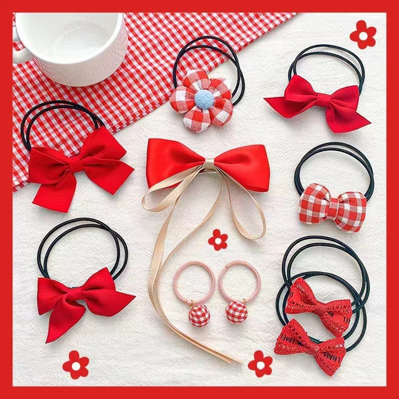 Kids Elastic Band Hair Tie Fabric Flower Bow Gentle on Hair Cute Hair Tie Head Accessory
