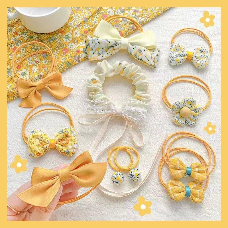 Kids Elastic Band Hair Tie Fabric Flower Bow Gentle on Hair Cute Hair Tie Head Accessory