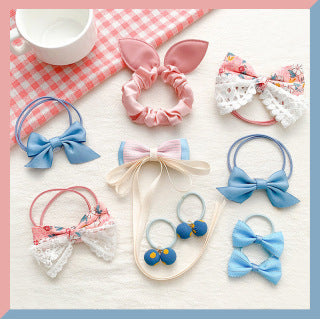 Kids Elastic Band Hair Tie Fabric Flower Bow Gentle on Hair Cute Hair Tie Head Accessory