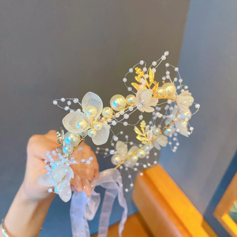 Kids Hair Accessory Girl Flower Pearl Head Accessory