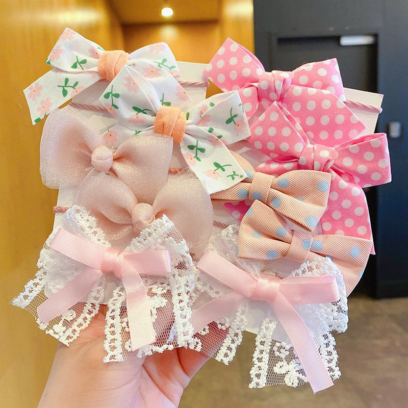 Kids Elastic Band Hair Tie Fabric Flower Bow Gentle on Hair Cute Hair Tie Head Accessory