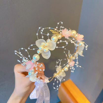 Kids Hair Accessory Girl Flower Pearl Head Accessory