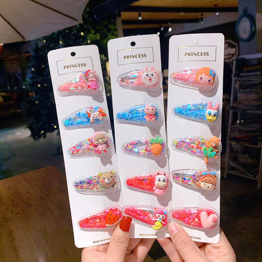 Colorful Transparent Kids Hair Clip Glitter Hairpin Cute Side Clip Girl Hair Accessory