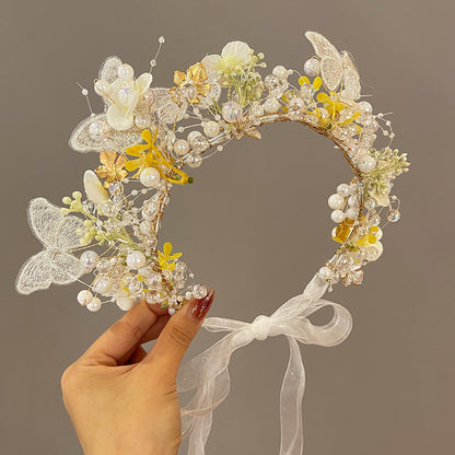 Kids Hair Accessory Girl Flower Pearl Head Accessory