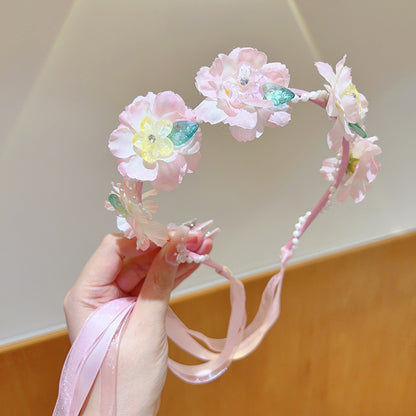 Kids Hair Accessory Girl Flower Pearl Head Accessory