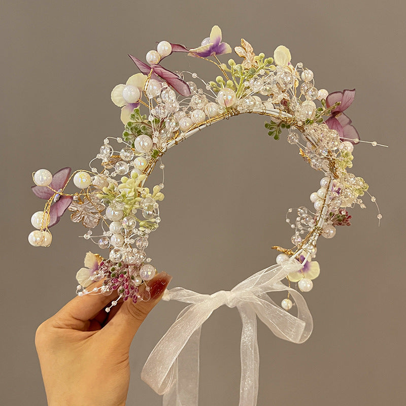 Kids Hair Accessory Girl Flower Pearl Head Accessory