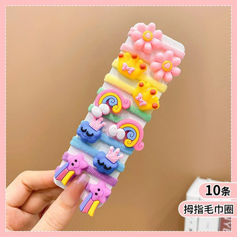 Kids Hair Tie Cute Hair Tie High Elasticity Gentle on Hair Elastic Band Towel Ring Hair Tie Kids