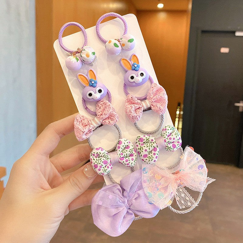 Kids Elastic Band Hair Tie Fabric Flower Bow Gentle on Hair Cute Hair Tie Head Accessory