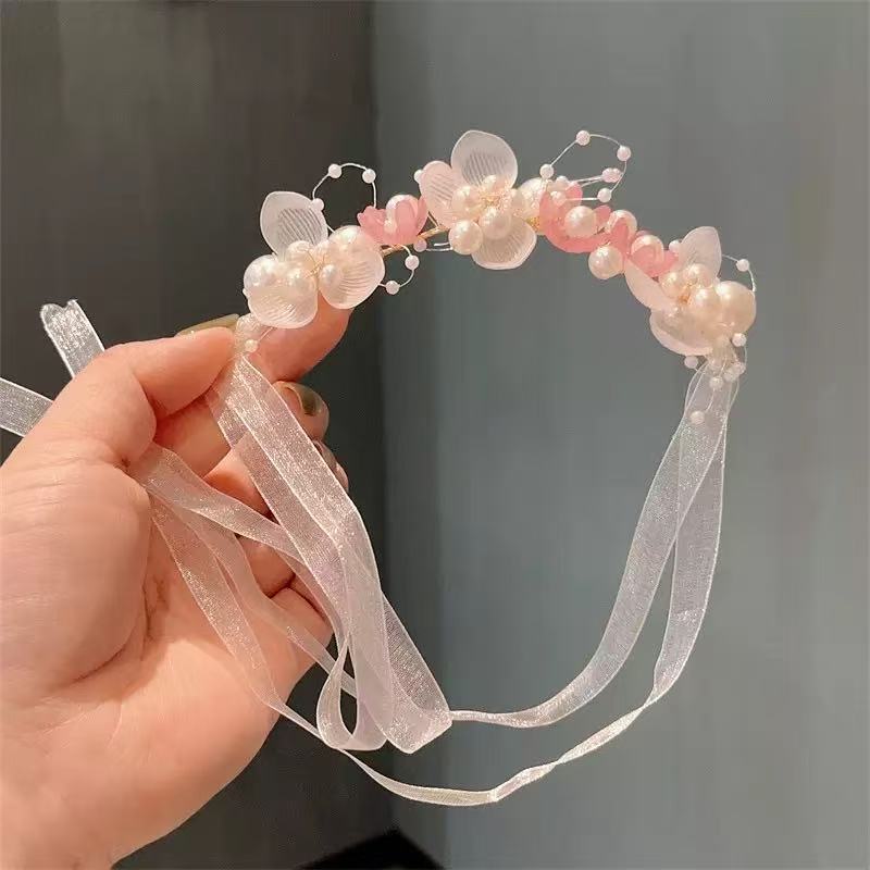 Kids Hair Accessory Girl Flower Pearl Head Accessory